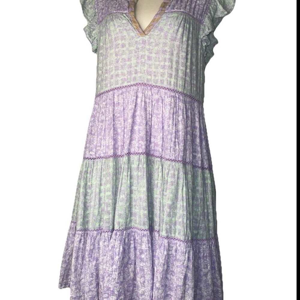 Roller Rabbit Lavender and White Midi Dress